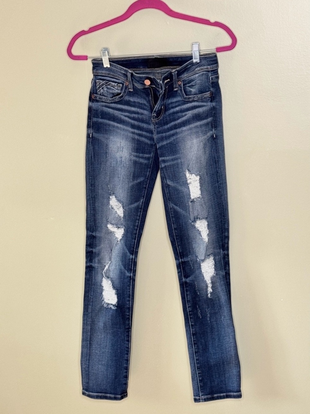 Buckle Black Dark Blue Distressed Skinny Jeans